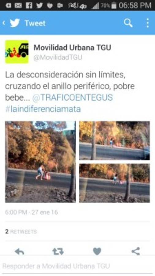 Arriesga a bebé al cruzar de forma irresponsable el anillo periférico
