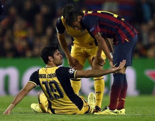 Piqué y Diego Costa, lesionados en el Barça-Atlético