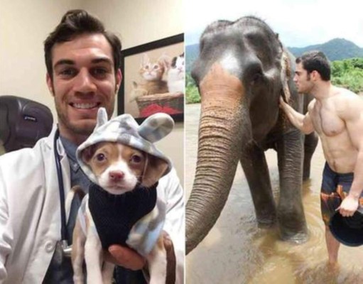 Guapísimo veterinario posa con animales y enamora a las redes