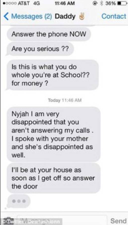 Envía texto sexual por error a su padre