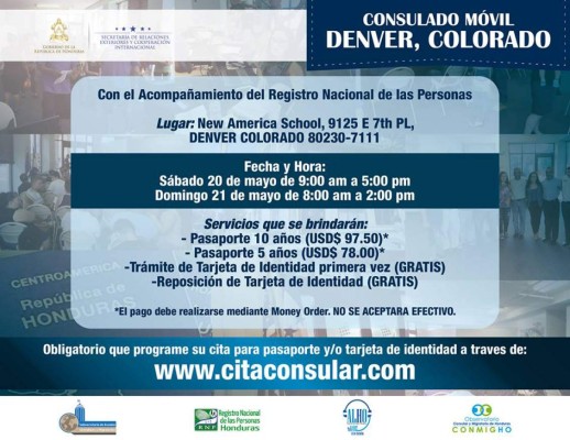 Anuncian consulado móvil para hondureños en Colorado