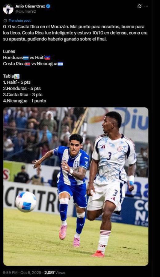 Fallaron a la afición Mal punto: Reacción de la prensa tras empate Honduras vs Costa Rica