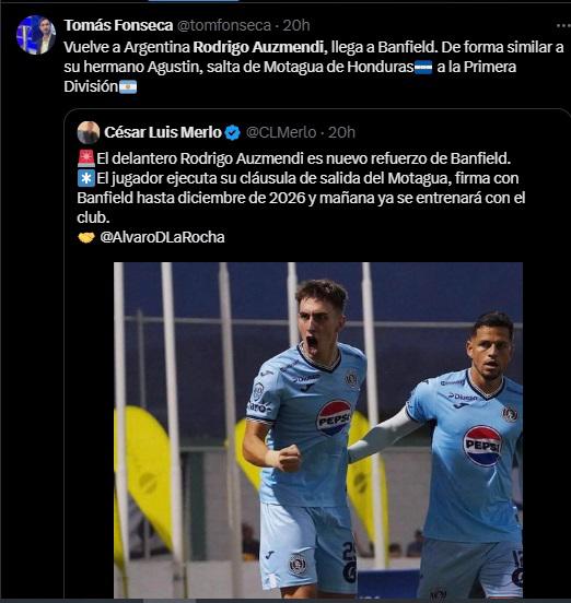 Lo que dicen los medios y periodistas de Argentina por fichaje de Rodrigo Auzmendi con Banfield