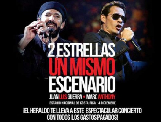 EL HERALDO te lleva al concierto de Juan Luis Guerra y Marc Anthony en Costa Rica&nbsp;&nbsp;