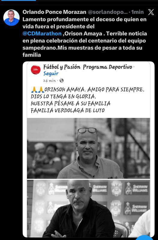 Rely Maradiaga se quiebra y lanza promesa tras la muerte de Orinson Amaya, presidente de Marathón