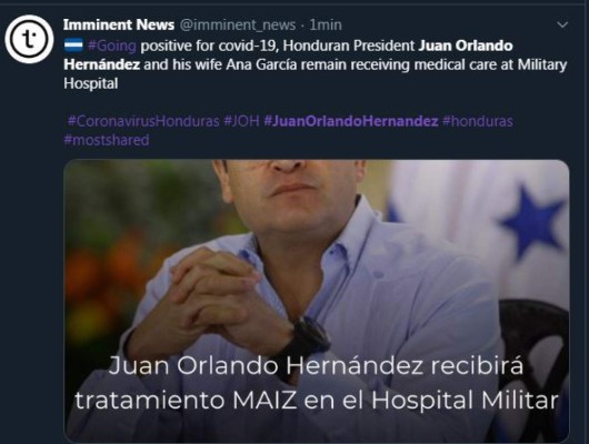 Así informaron medios internacionales que el presidente Hernández tiene covid-19
