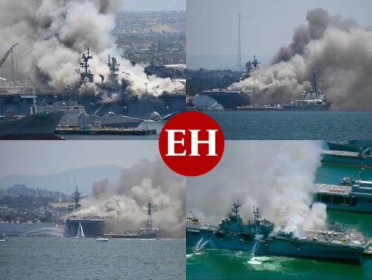 Impactantes imágenes deja explosión en buque militar en San Diego, EEUU