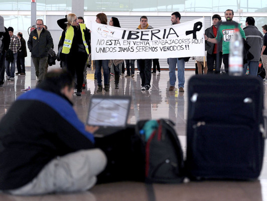 Incidentes en primer día de huelga de Iberia