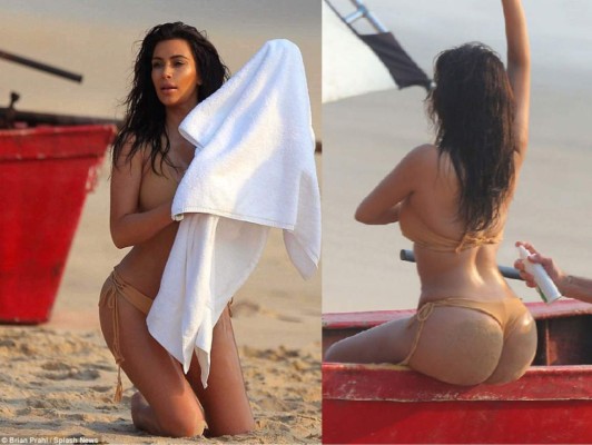 Kim Kardashian modela su trasero en playas de Tailandia