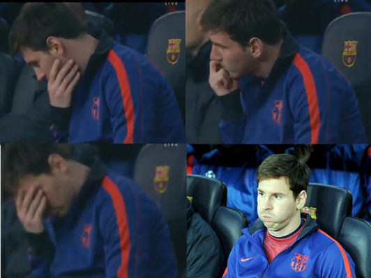 El sufrimiento de Messi en el banquilo ante el PSG