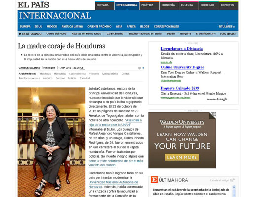 Castellanos: La madre coraje de Honduras