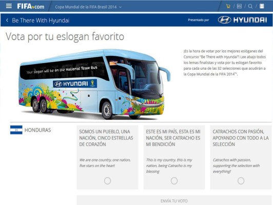 Vota por el eslogan de Honduras en el Mundial de Brasil