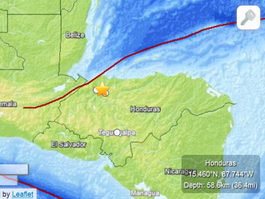 Nuevo sismo sacude zona norte de Honduras