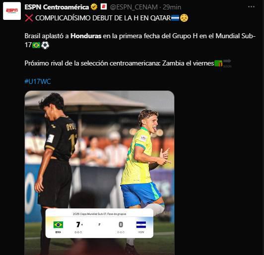 Triste realidad Da lástima: La reacción de la prensa tras paliza a Honduras en el Mundial Sub-17