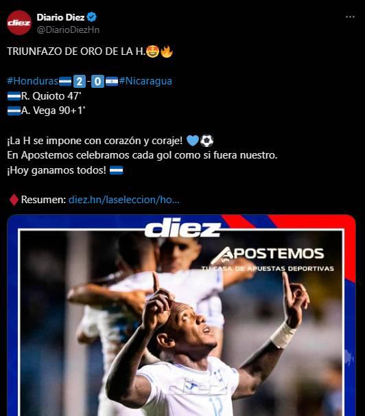 Paso firme Se vale soñar: Reacción de la prensa tras triunfo de Honduras sobre Nicaragua