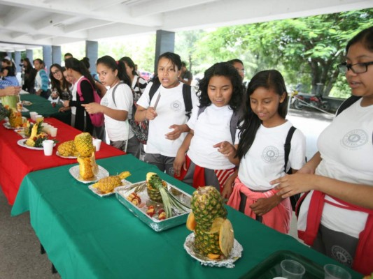 Estudiantes crean obras de arte a través de la talla de frutas tropicales
