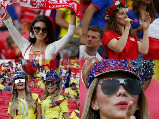 El duelo Polonia vs Colombia se llenó de hermosas mujeres