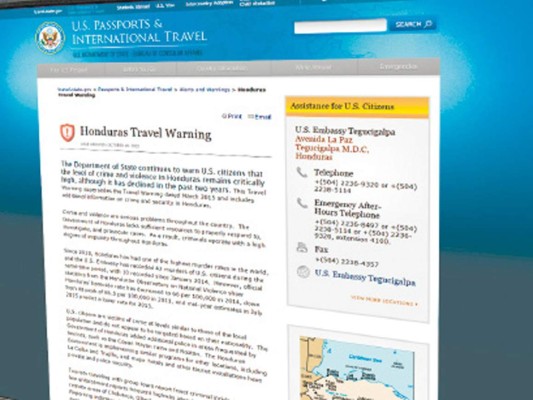 Estados Unidos renovó la alerta de viaje a Honduras