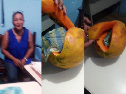 Detienen a mujer que intentó ingresar a la cárcel de La Ceiba un celular escondido en una papaya