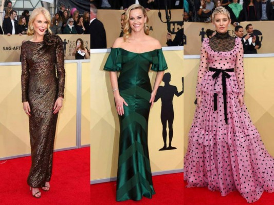 Nicole Kidman, Reese Witherspoon y Kate Hudson a su llegada a la alfombra roja de los SAG Awards 2018.