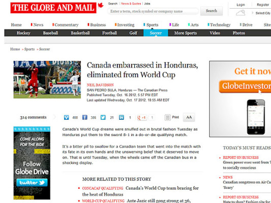 Canadá humillado en Honduras, destacan diarios canadienses