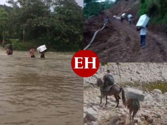 VIDEOS: en mulas y a cuestas trasladan maletas electorales en zonas remotas de Honduras