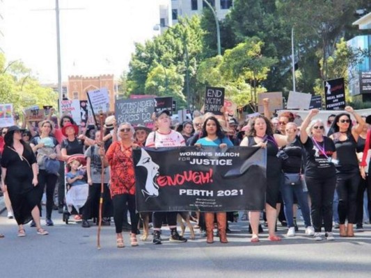 Manifestación contra la violencia sexual en Australia