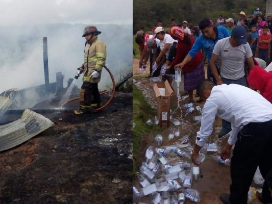 Enfurecidos pobladores incendian casa a familia que vendía bebidas alcohólicas en Intibucá