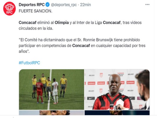 Así informaron medios internacionales la expulsión de Olimpia y el Inter Moengotapoe de la Liga de Campeones de la Concacaf