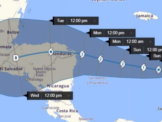 Iota cambia de rumbo y amenaza departamentos del centro y sur de Honduras