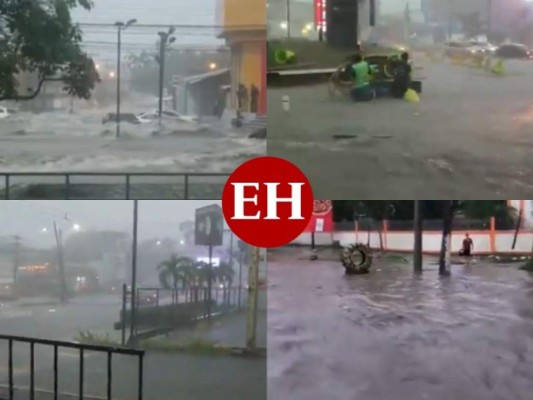 VIDEOS: Calles inundadas y conductores atrapados dejan lluvias en San Pedro Sula