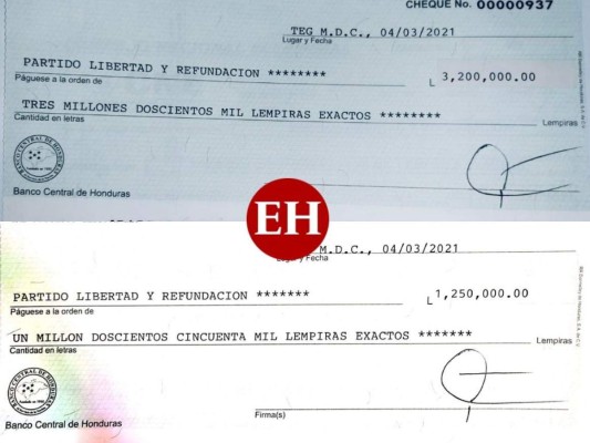 Más de 4.4 millones de lempiras recibió Libre en cheques