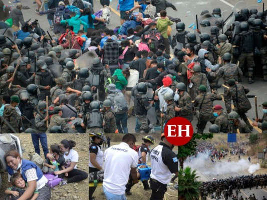 ¡Imágenes que duelen! El violento desalojo a la caravana migrante en Chiquimula