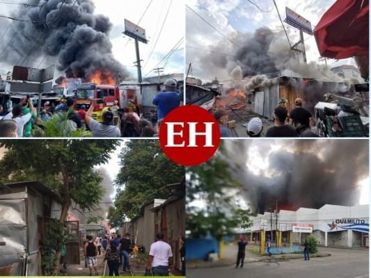 Pavoroso incendio destruye varios comercios en el centro de San Pedro Sula (Fotos)