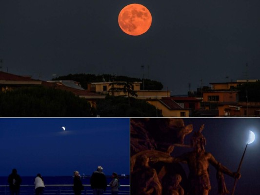 Las hermosas imágenes que dejó el eclipse lunar parcial en varios países del mundo
