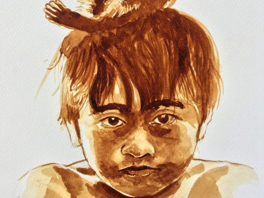 Pedro Pablo Del Cid Portillo, el retratista hondureño que pinta con café