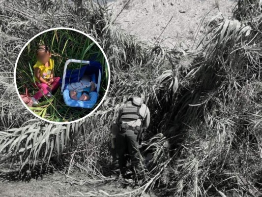 Hallan dos hermanos hondureños, de tres meses y dos años, abandonados en el río Grande