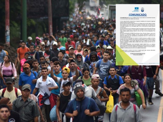 Partido Nacional responsabiliza a Libre por caravana de migrante hondureños
