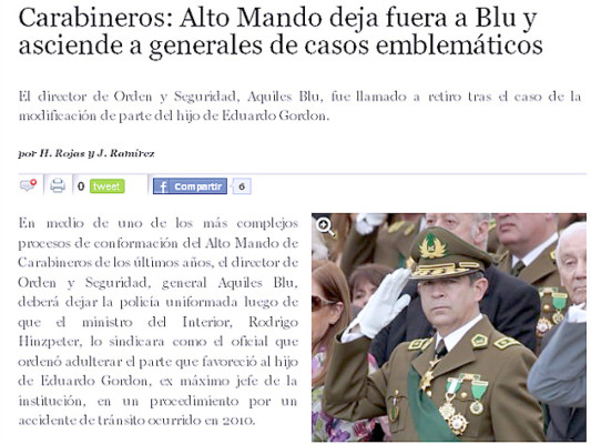 Carabinero con oscuro pasado designa gobierno de Chile para integrar comisión en Honduras