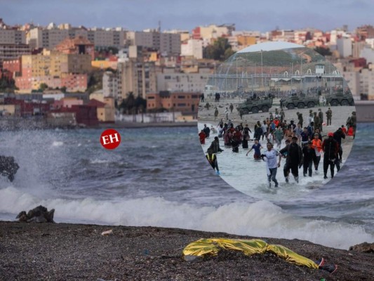 Las fuerzas de seguridad fronterizas de ambos lados repelieron a grupos de jóvenes que trataban de ingresar en España. Foto:AP