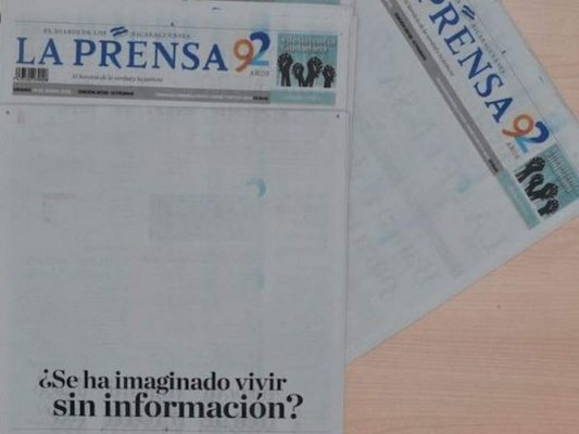 Diario de Nicaragua publica portada en blanco en protesta contra represión del gobierno de Ortega