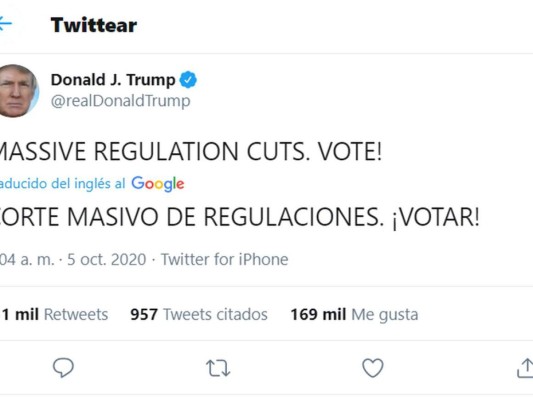 Desde el hospital y con una cascada de tuits, Donald Trump pide el voto (Fotos)