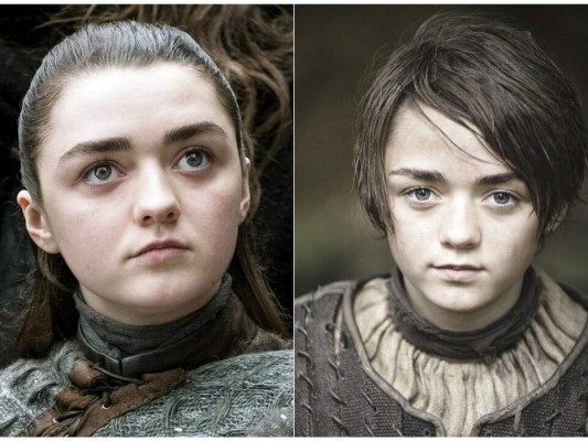 En esta combinación de fotos difundidas por HBO, la actriz Maisie Williams como Arya Stark en 'Game of Thrones'. La temporada final de la popular serie se estrena el 14 de abril. (Foto: AP)