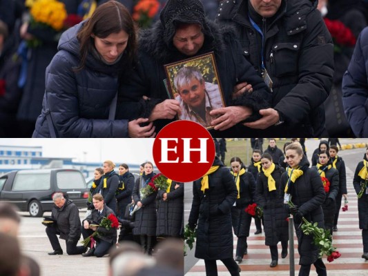 FOTOS: Lágrimas al recibir en Ucrania cuerpos de víctimas de accidente aéreo en Irán