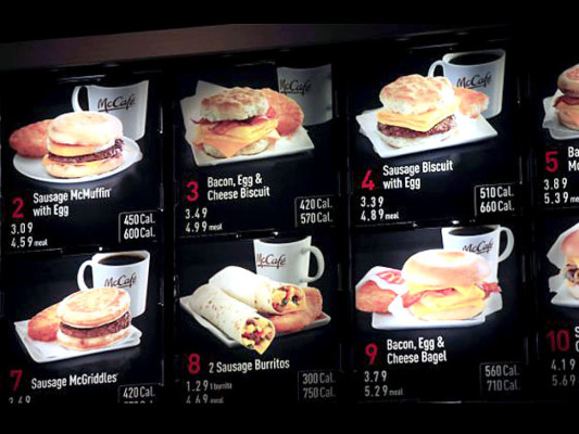 Calorías en el menú