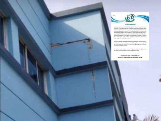 IHSS de SPS aclara que la fisura en su infraestructura no fue producto del sismo&nbsp;&nbsp;
