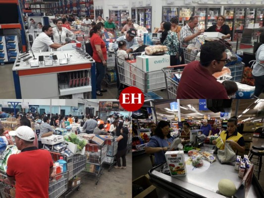 FOTOS: Carretas repletas y enormes filas, así lucen los supermercados de la capital