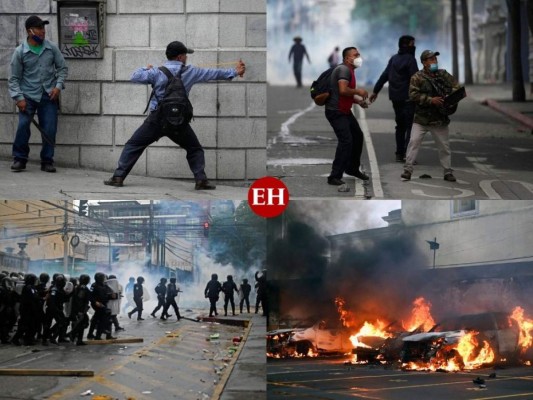 Vehículos quemados y más de diez policías heridos: Lo que dejó la irrupción en Guatemala