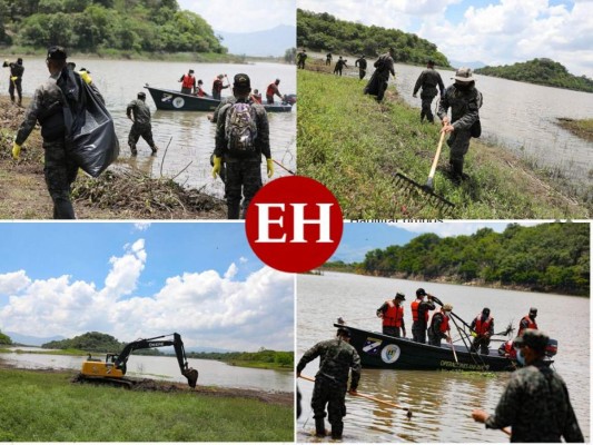 Guardia de Honor Presidencial realiza trabajos de limpieza en la represa Los Laureles