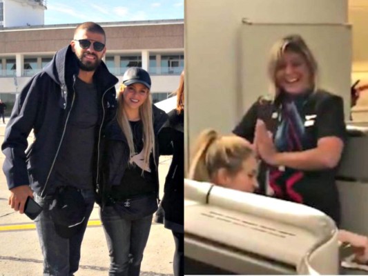 Azafata le baila el 'Waka-waka' a Shakira y Piqué en el avión antes de la boda de Messi con Antonella Rocuzzo